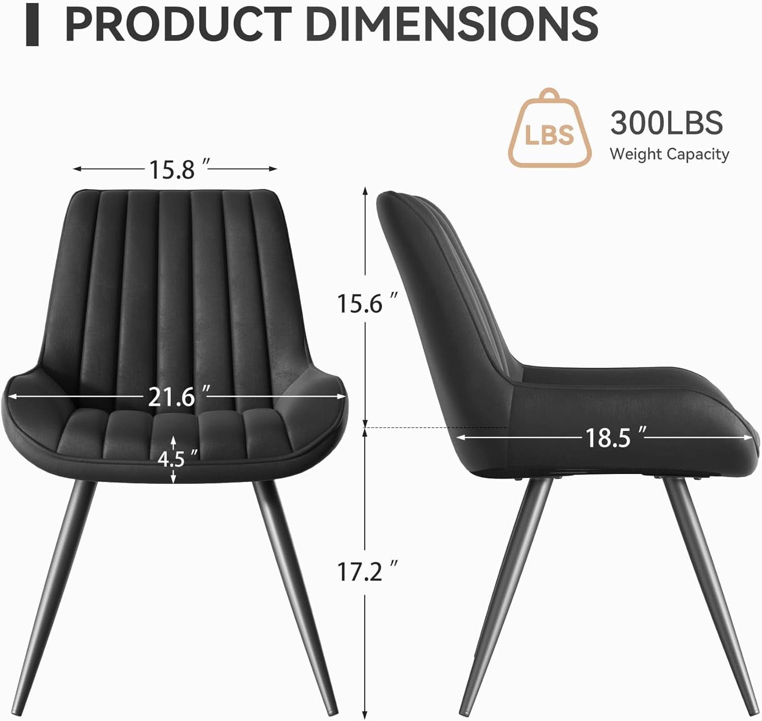 Black Upholstered Dining Chairs With Thick Cushions-4