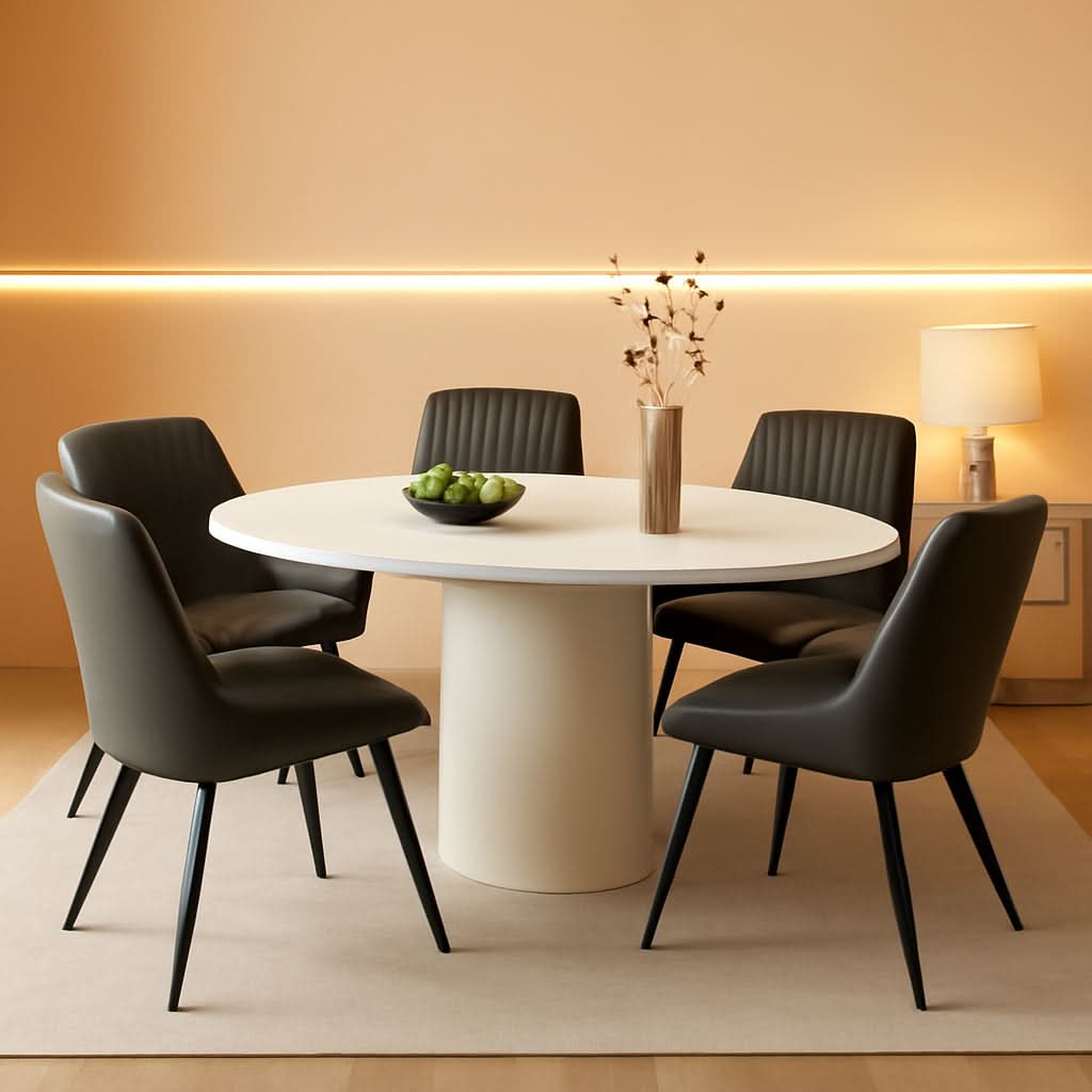 Black Upholstered Dining Chairs With Thick Cushions-0
