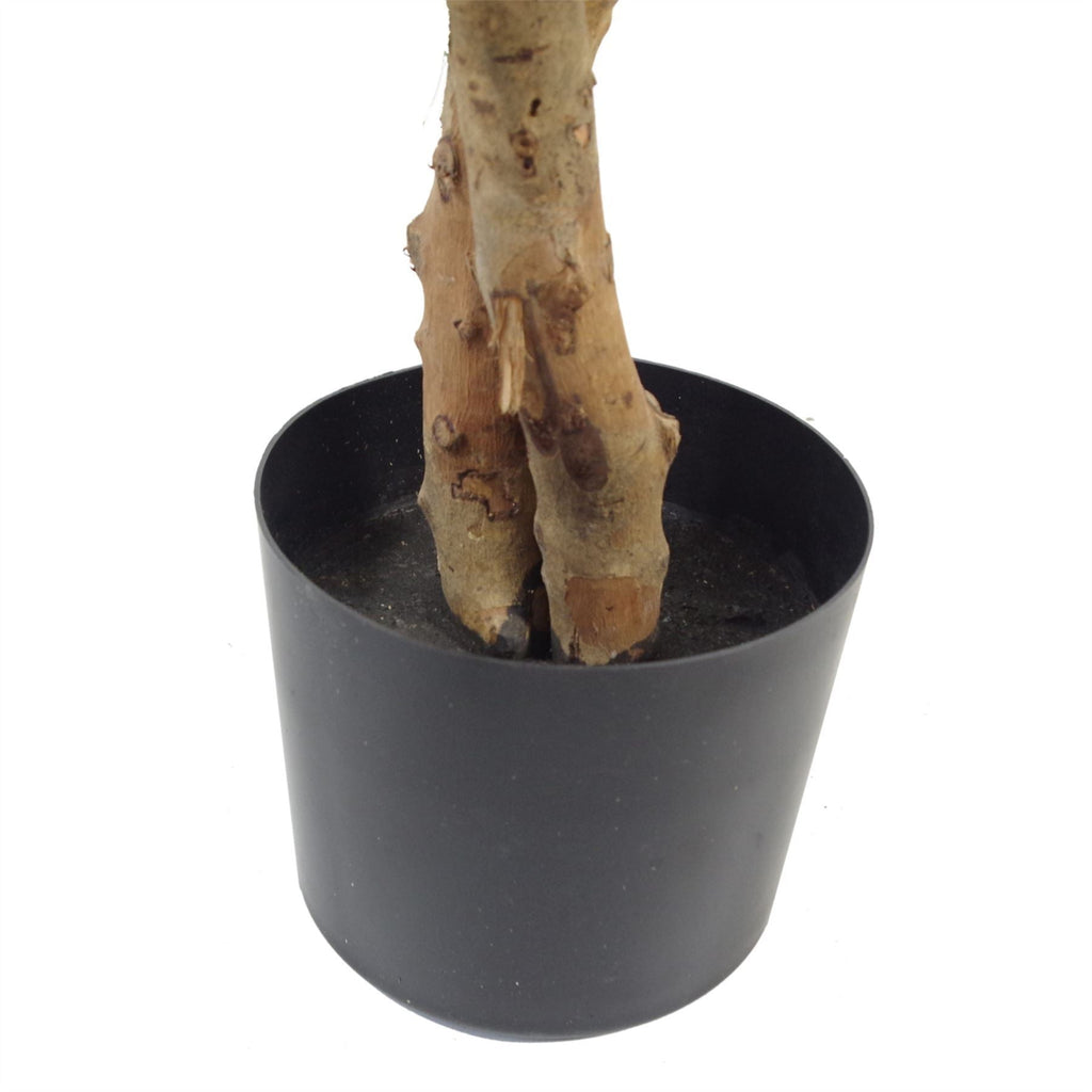 Artificial Ficus Tree Plant White Edge Bushy 130cm Plants Leaf Copper Metal Planter