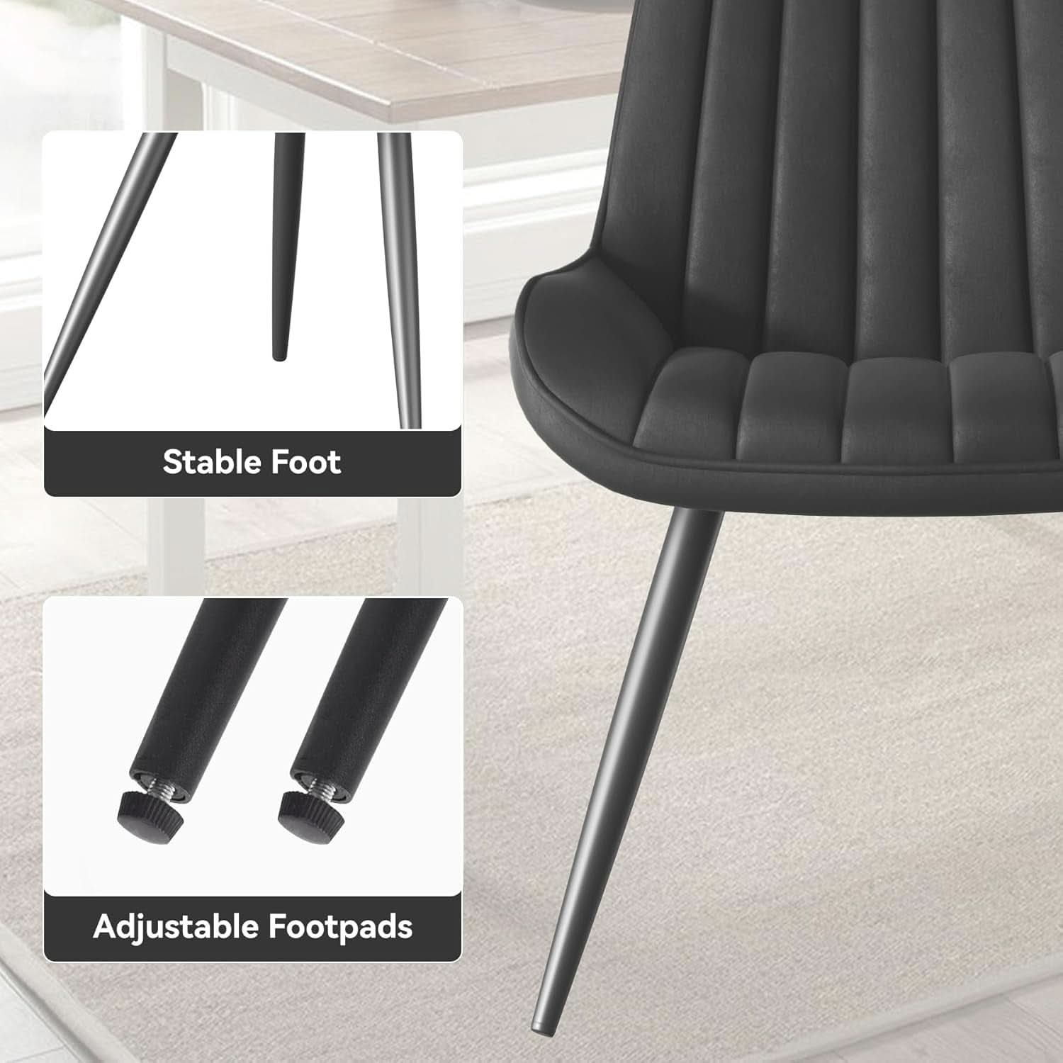 Black Upholstered Dining Chairs With Thick Cushions-2